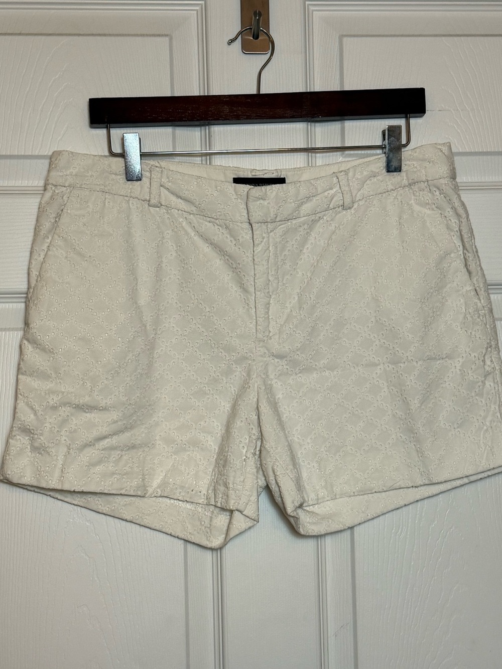 Banana Republic White Eyelet Flat Front Shorts
